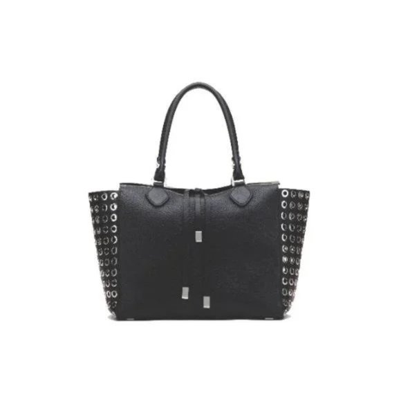 Michael Kors Collection Miranda Black Grommet Leather Tote - Picture 1 of 13